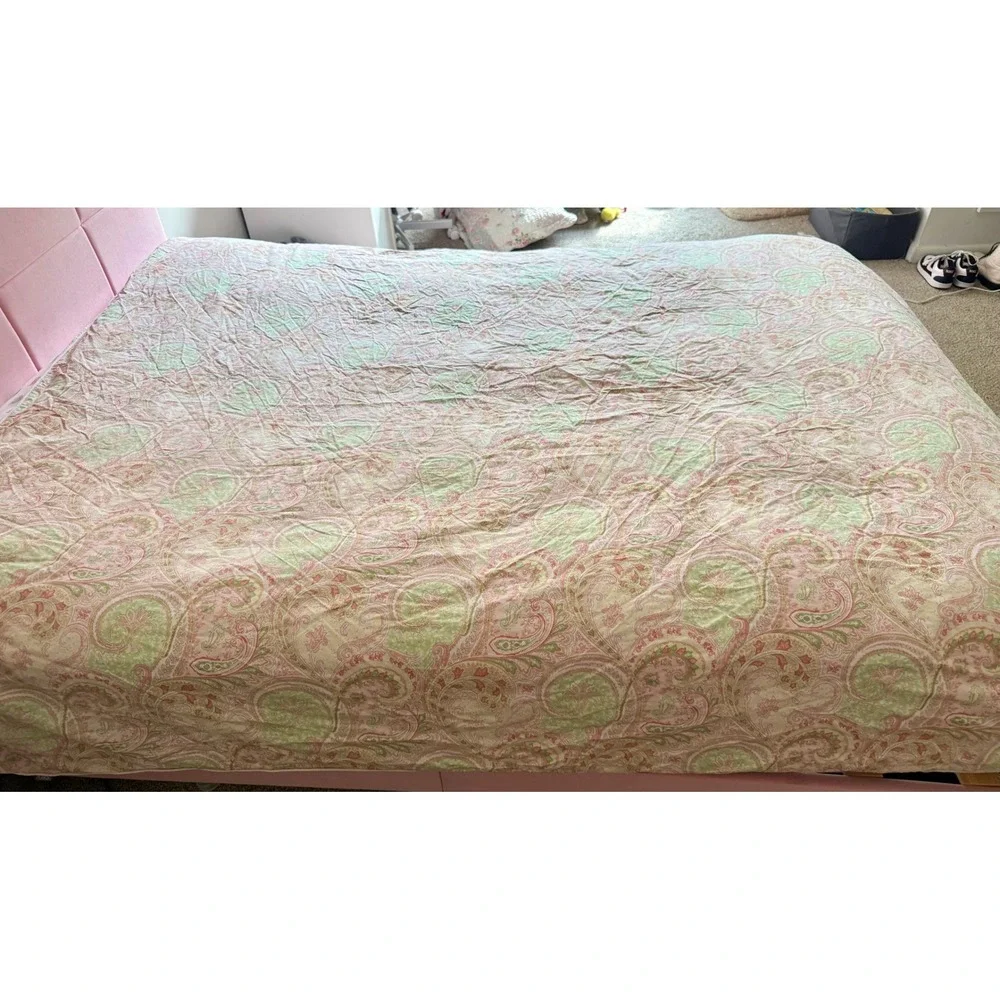 Kas Full Size Duvet Cover Pink Green Paisley Reversible Bohemian Bedding